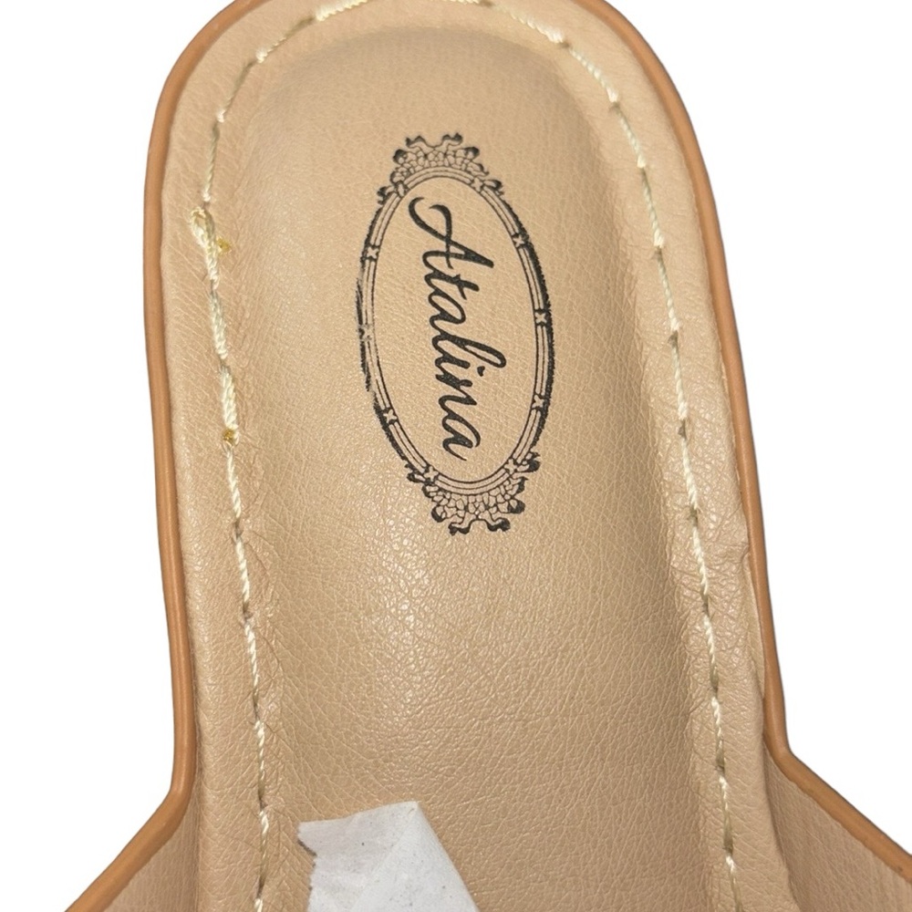 Atalina Rhinestone Champagne Color Platform Sandals, Size 6 - Picture 2 of 9